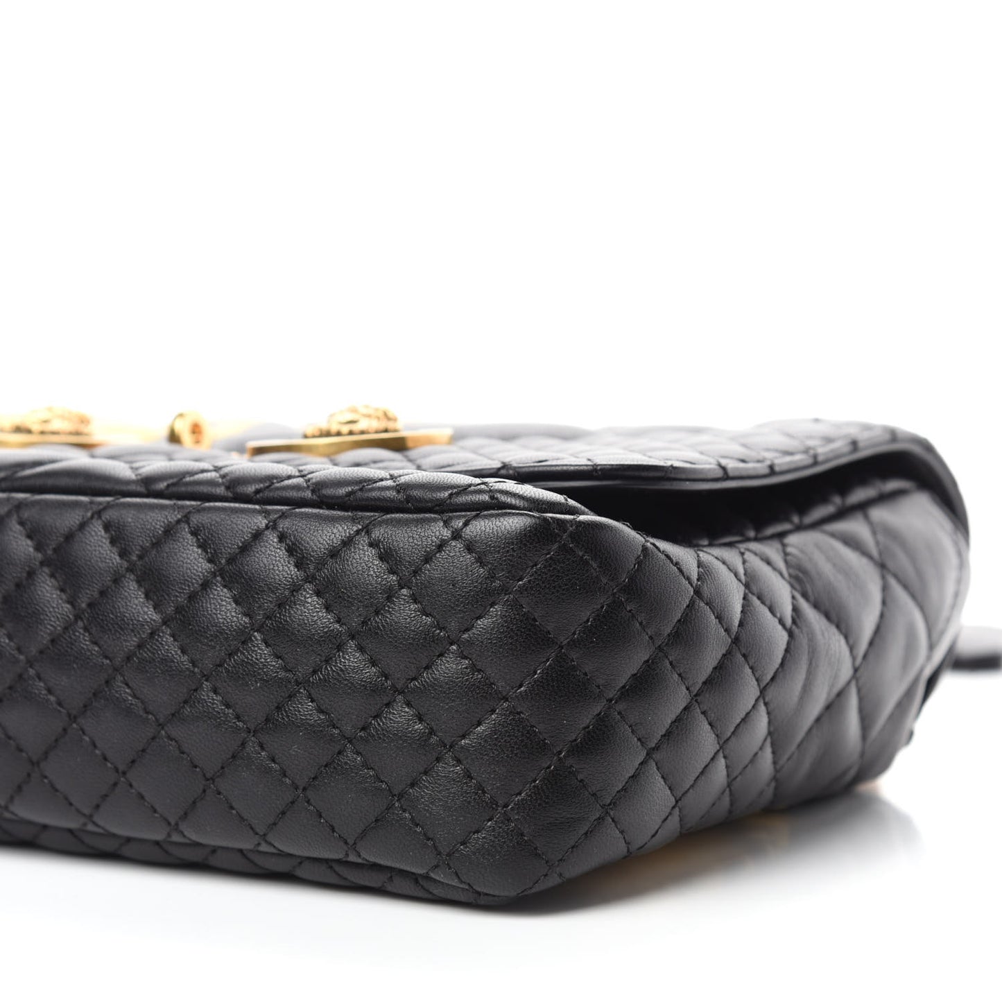 Nappa Quilted Barocco Print Icon Shoulder Bag Black