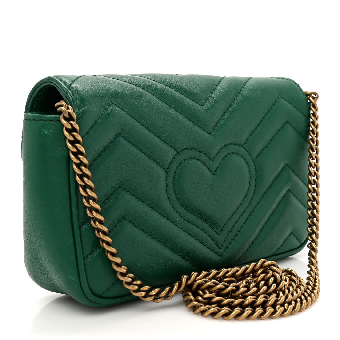 Calfskin Matelasse Super Mini GG Marmont Shoulder Bag Emerald Green