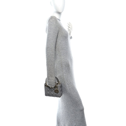 Christian Dior Metallic Lambskin Cannage Mini Lady Dior Grey 3 of 19