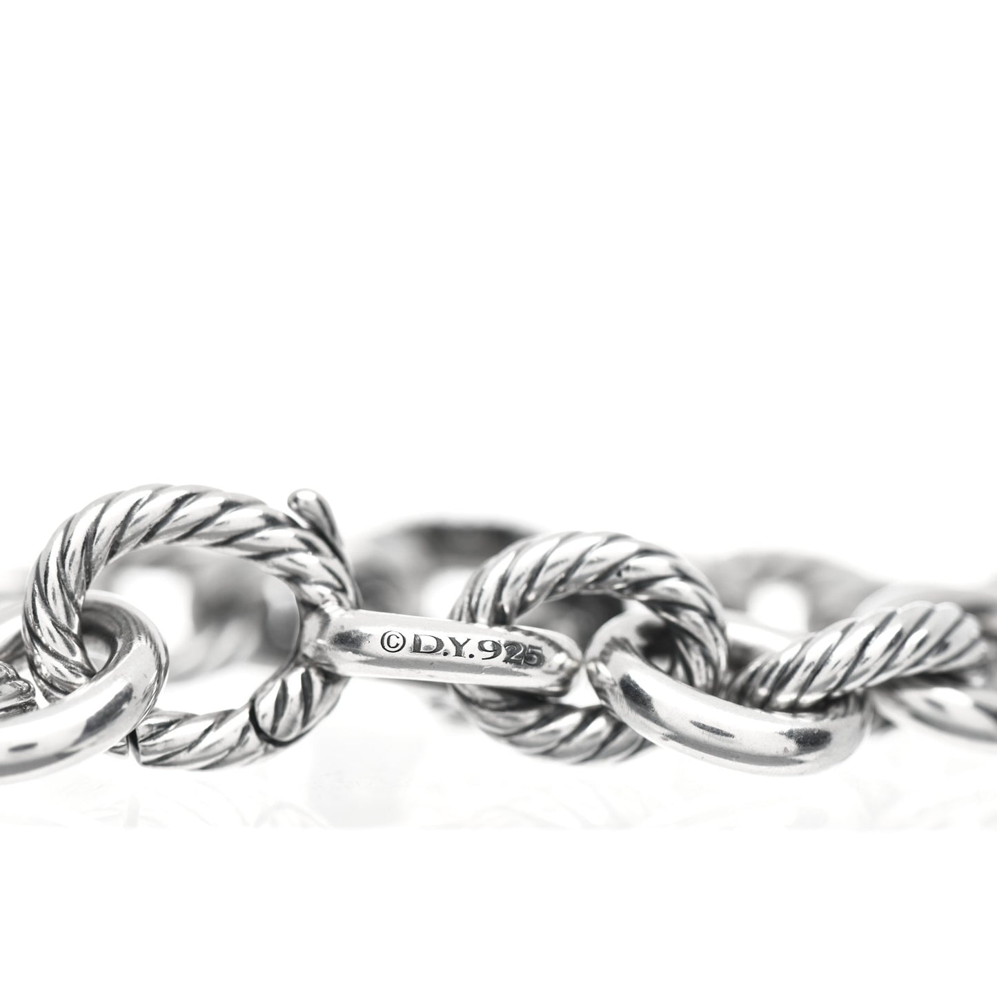 Sterling Silver Diamond 15mm Midnight Melange Oval Link Bracelet