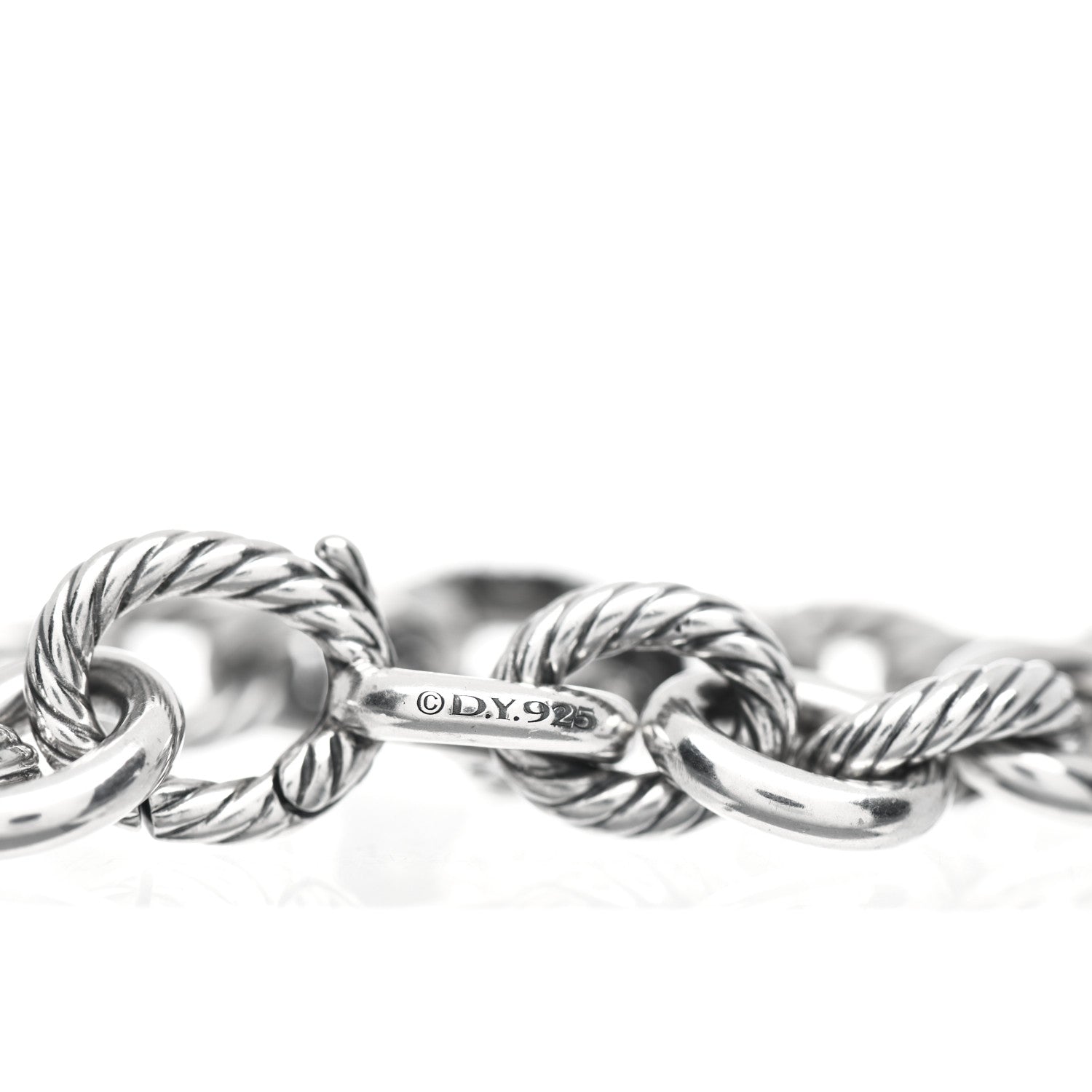 David Yurman Sterling Silver Diamond 15mm Midnight Melange Oval Link Bracelet 4 of 4