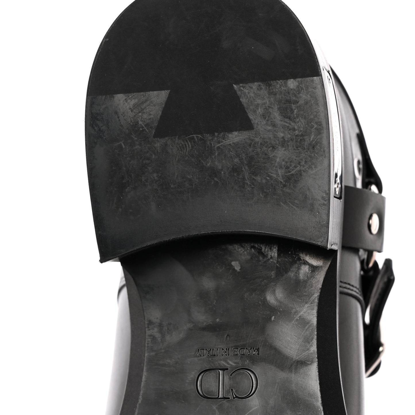 Polished Calfskin Mens Buckle Monk Shoe 44 Black