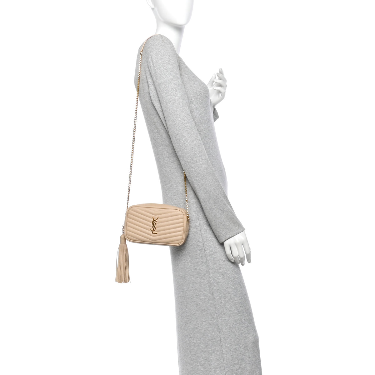 Grain De Poudre Matelasse Monogram Mini Lou Camera Bag Dark Beige