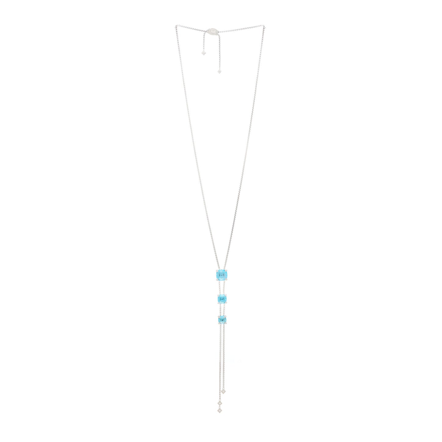 Sterling Silver Diamond Blue Topaz Chatelaine Y Necklace