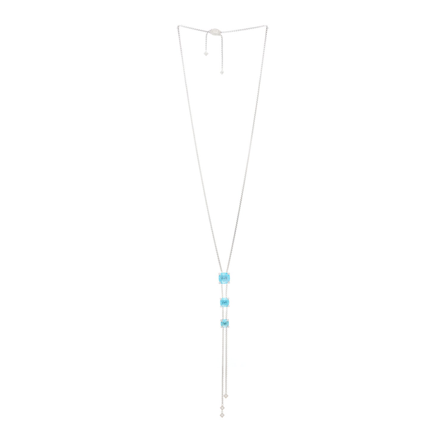 David Yurman Sterling Silver Diamond Blue Topaz Chatelaine Y Necklace 2 of 5