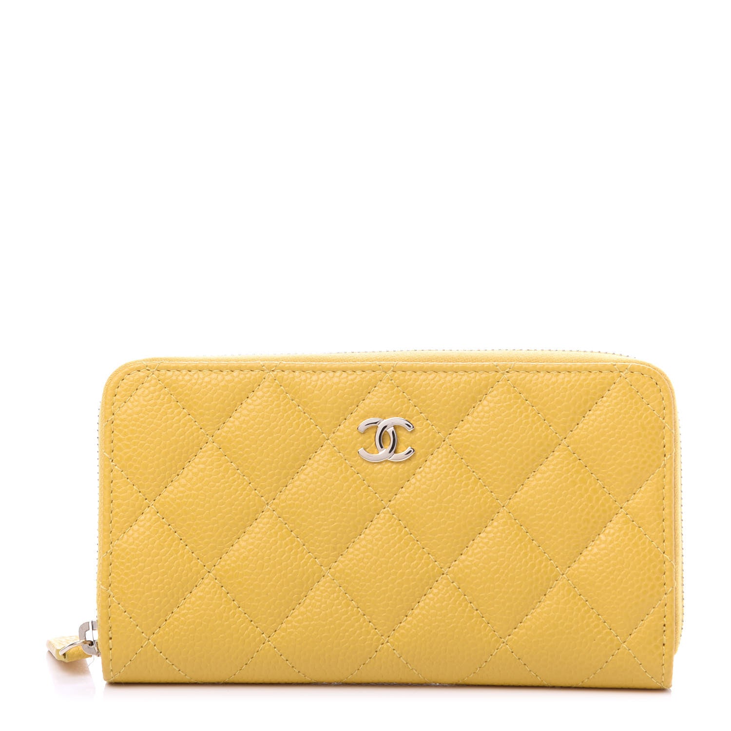 Chanel Caviar Quilted Small Zip Around Wallet Yellow 1 of 12