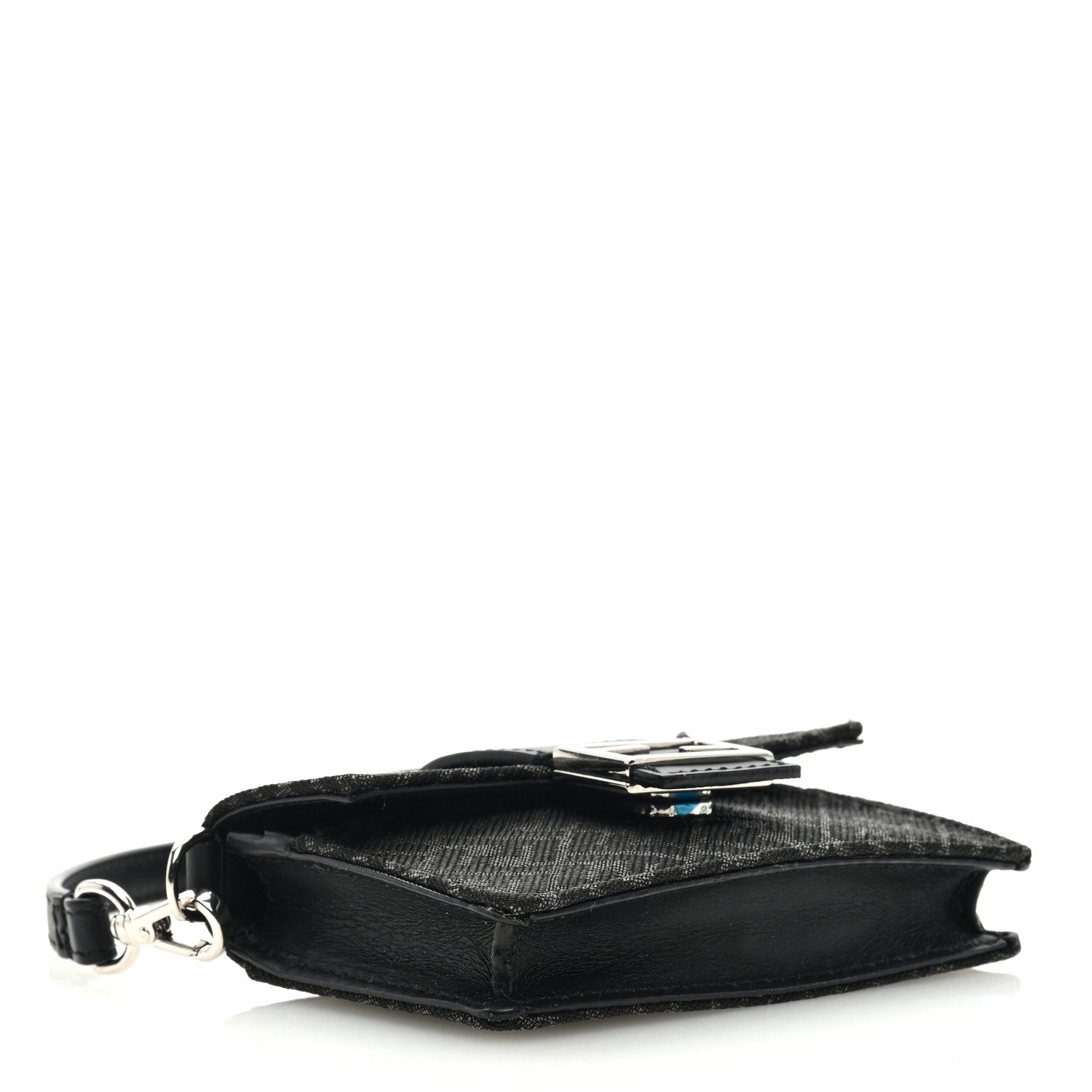 Fendi Recycled Fabric Jacquard Vitello Cover Micro FF Micro Flat Baguette Asfalto 4 of 9