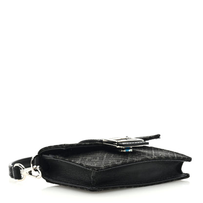 Fendi Recycled Fabric Jacquard Vitello Cover Micro FF Micro Flat Baguette Asfalto 4 of 9