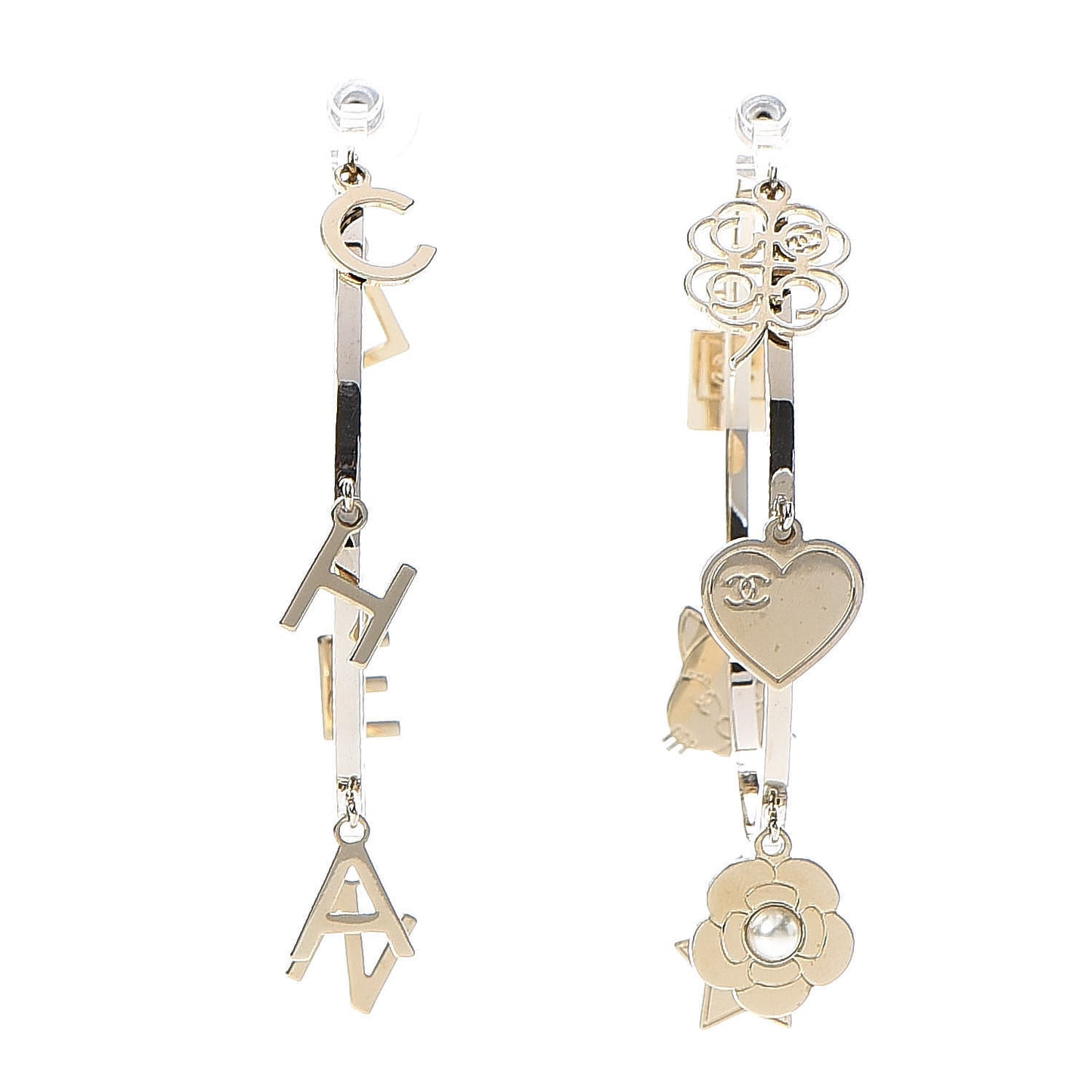 Logo Charms Hoop Earrings Light Gold