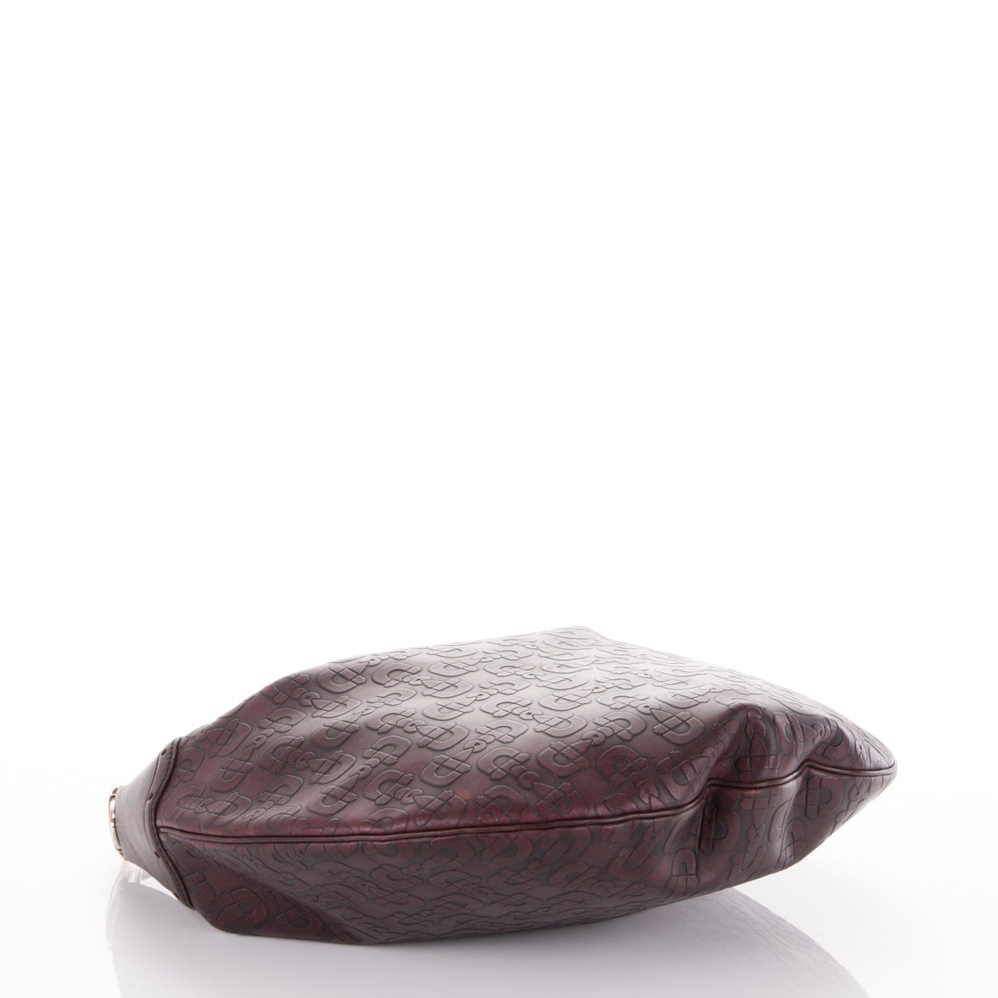 Calfskin Horsebit Embossed Glam Hobo Burgundy
