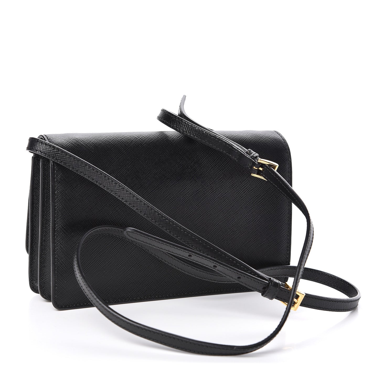 Saffiano Bow Flap Wallet Black