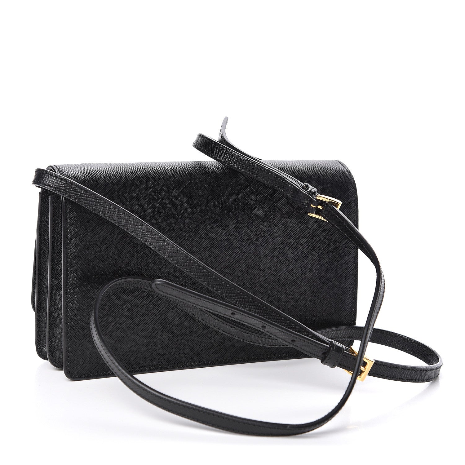 Prada Saffiano Bow Flap Wallet Black 3 of 9