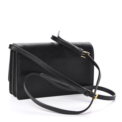 Prada Saffiano Bow Flap Wallet Black 3 of 9