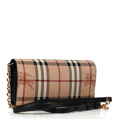 Burberry Haymarket Check Henley Wallet On Chain Black 3 of 11