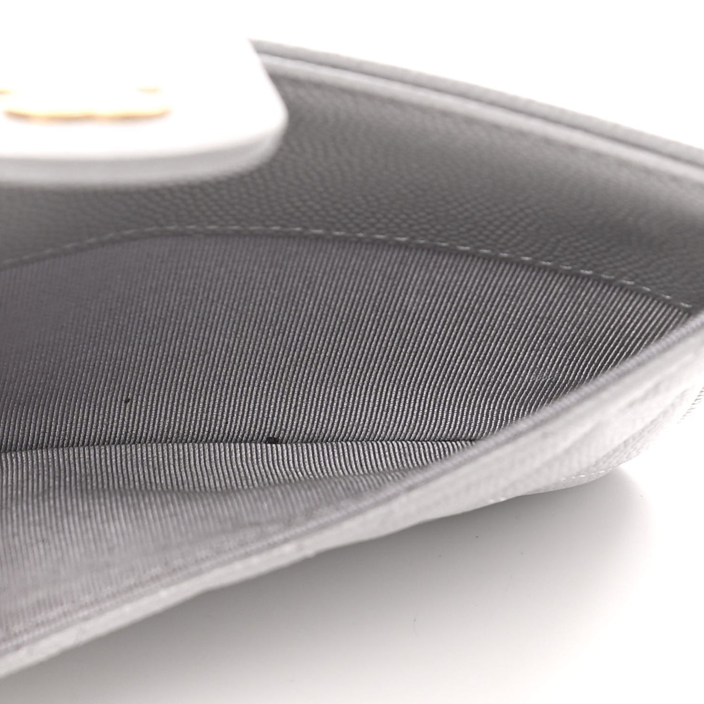 Caviar Quilted Phone Holder Wallet on Removable Chain Insert Grey
