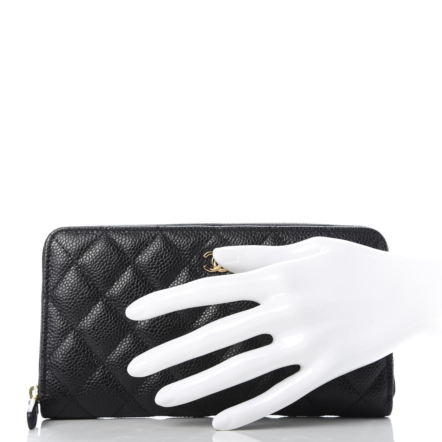 Caviar Quilted Large Gusset Zip Around Wallet Black