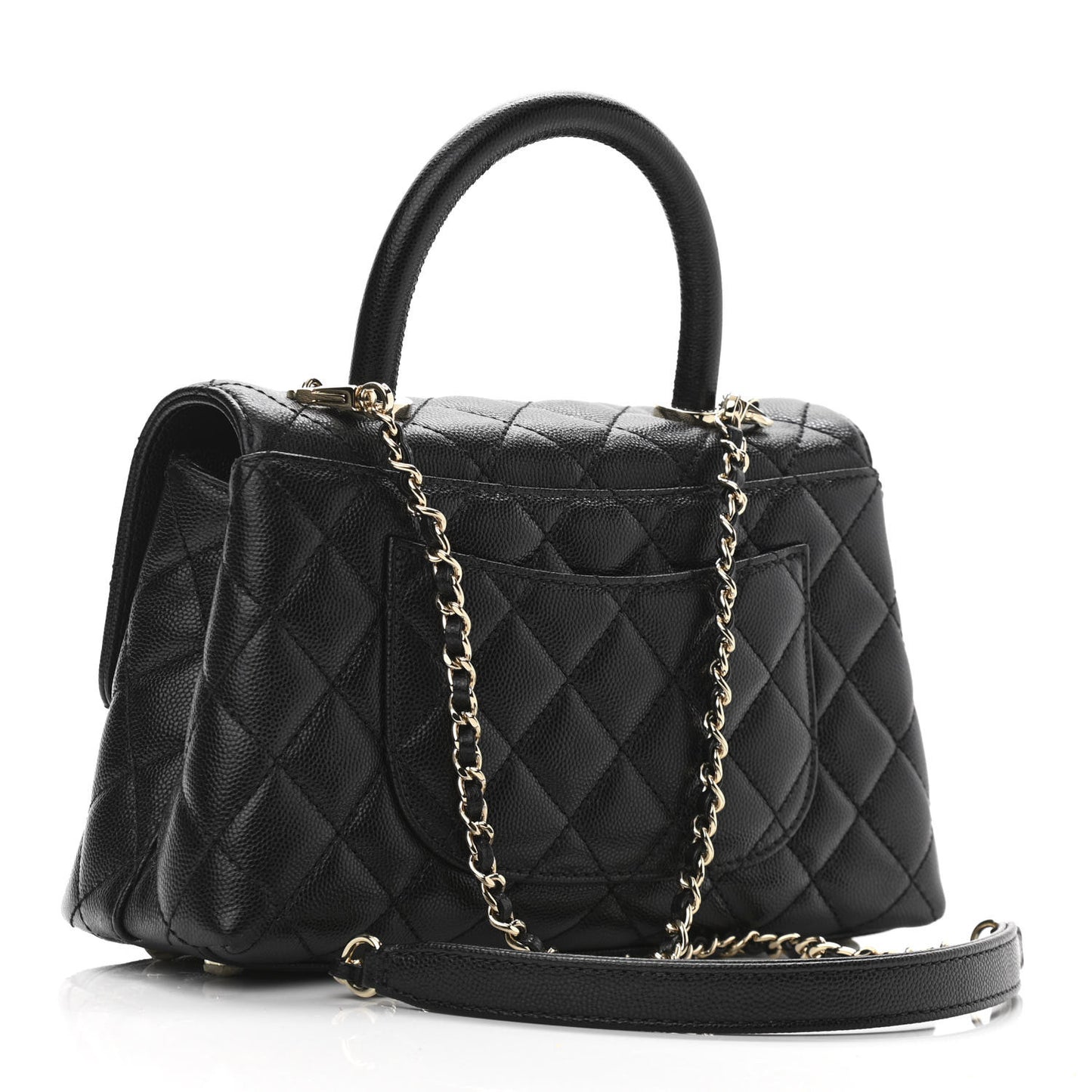 Caviar Quilted Mini Coco Handle Flap Black