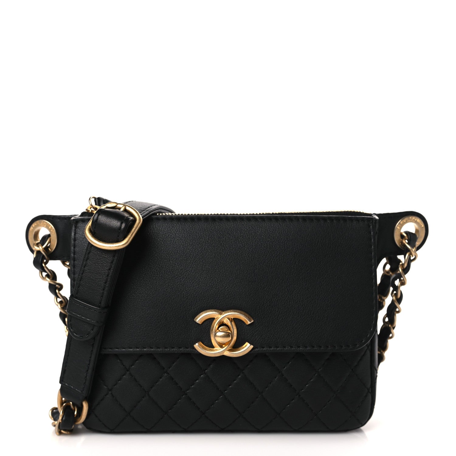 Chanel Calfskin Quilted Waist Bag With Coin Purse Black 1 of 9