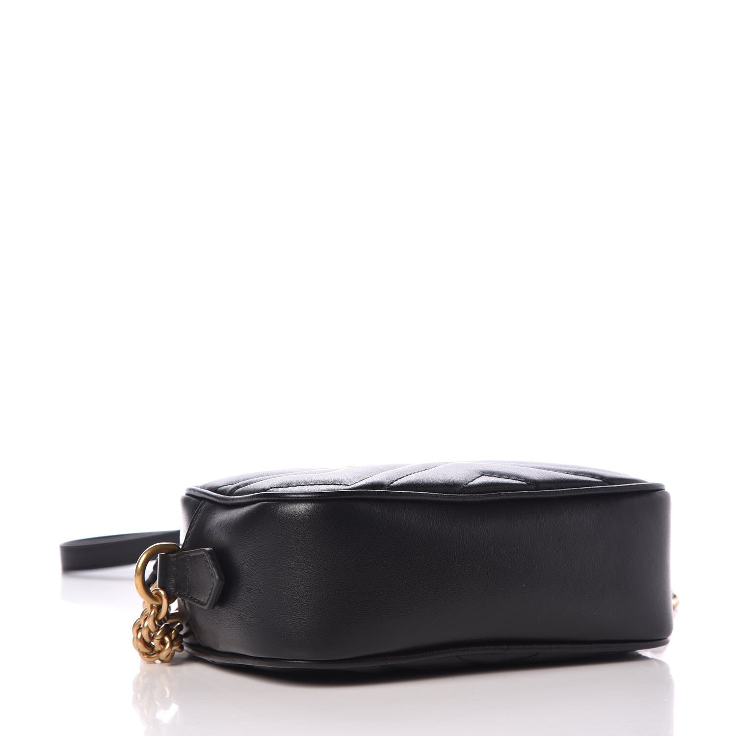 Gucci Calfskin Matelasse Mini GG Marmont Chain Shoulder Bag Black 4 of 8