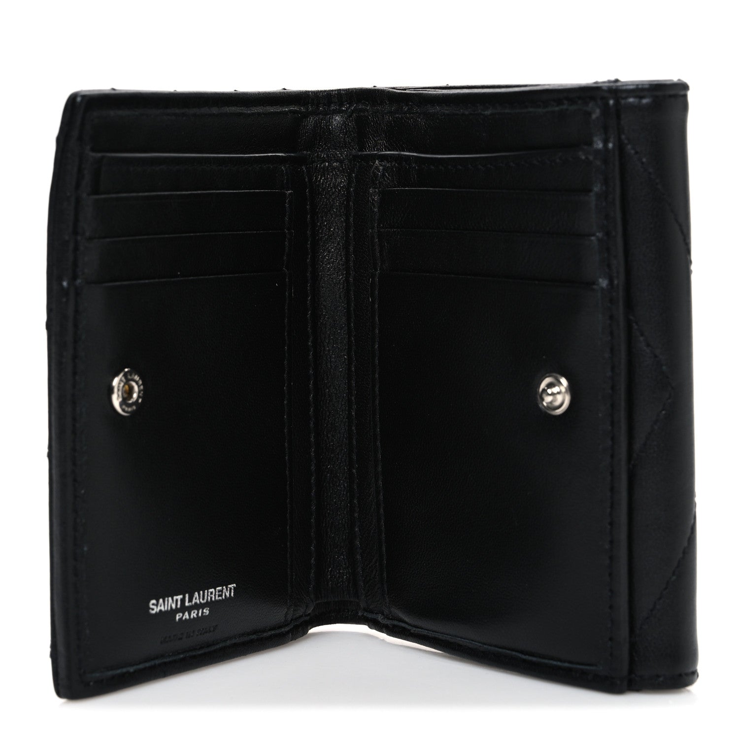Saint Laurent Lambskin Y Quilted Monogram Compact Loulou Wallet Black 5 of 7