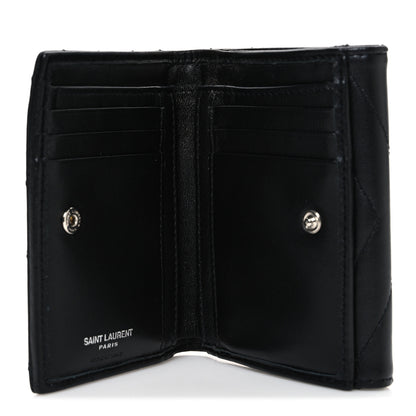 Saint Laurent Lambskin Y Quilted Monogram Compact Loulou Wallet Black 5 of 7