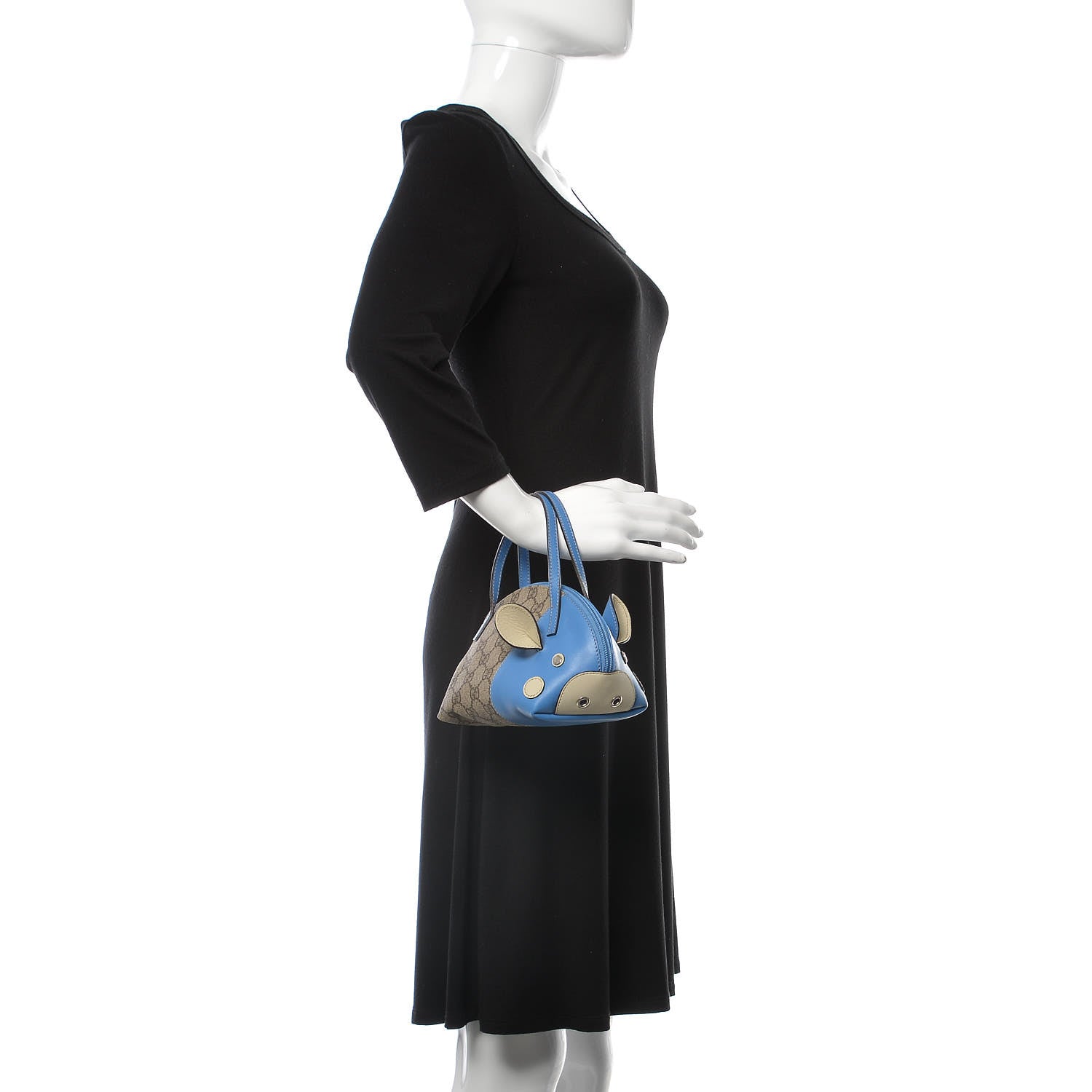 Gucci GG Supreme Monogram Children's Zoo Pig Bag Blue 2 of 12