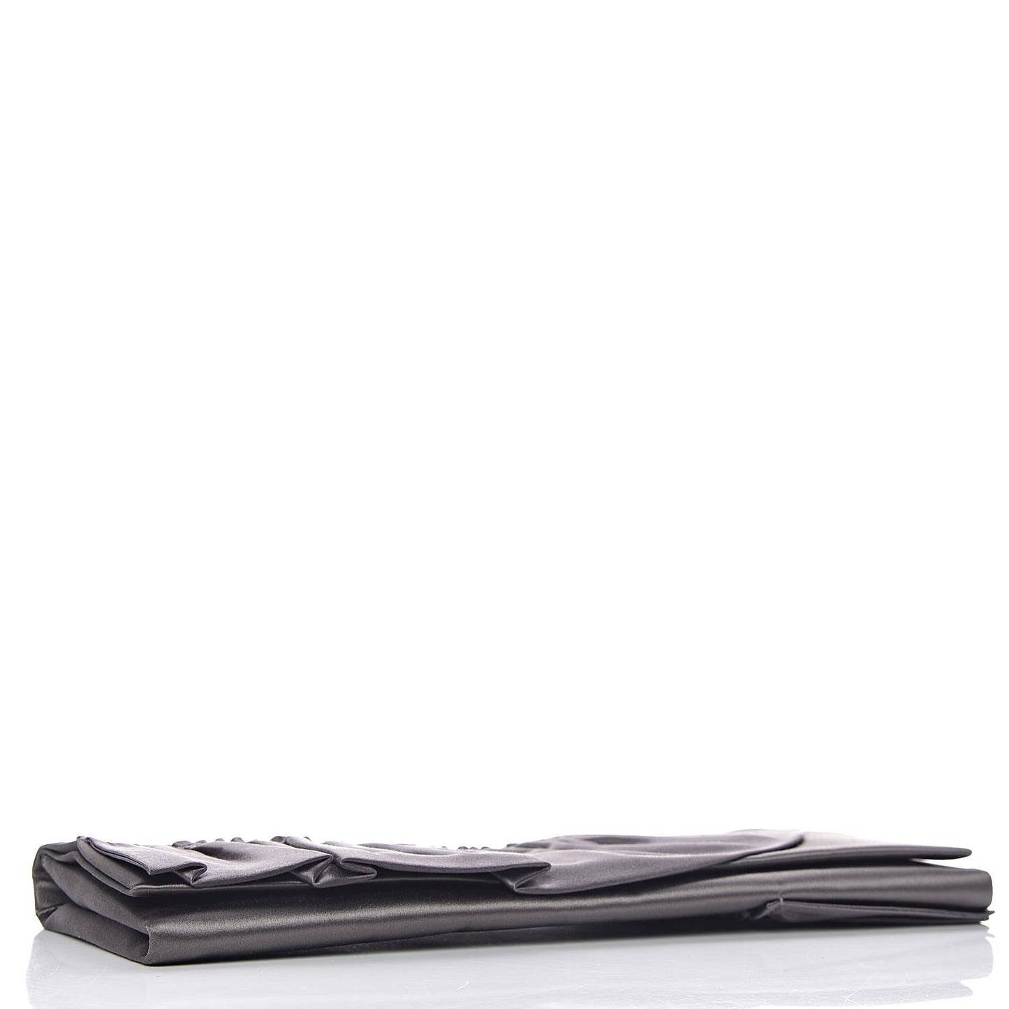 Satin Ruffle Flap Clutch Grey