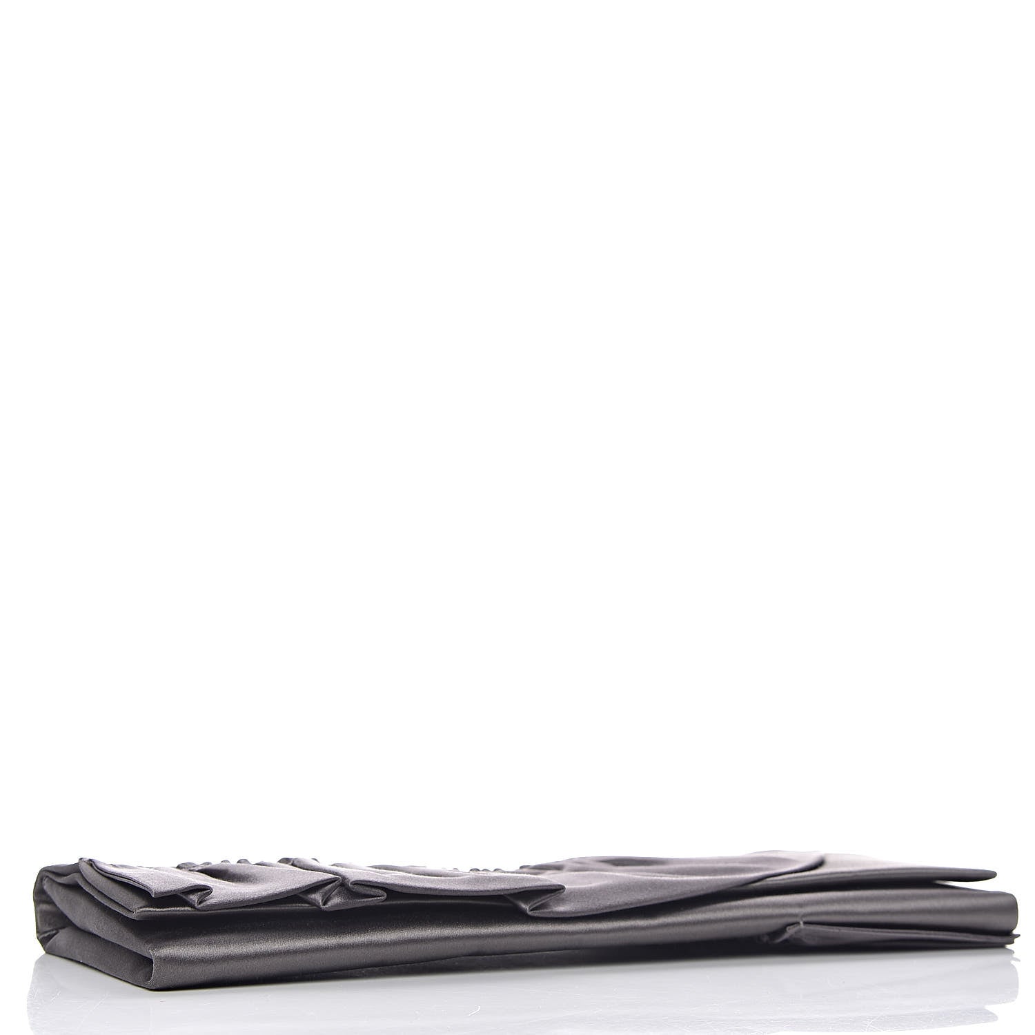 Valentino Garavani Satin Ruffle Flap Clutch Grey 4 of 9