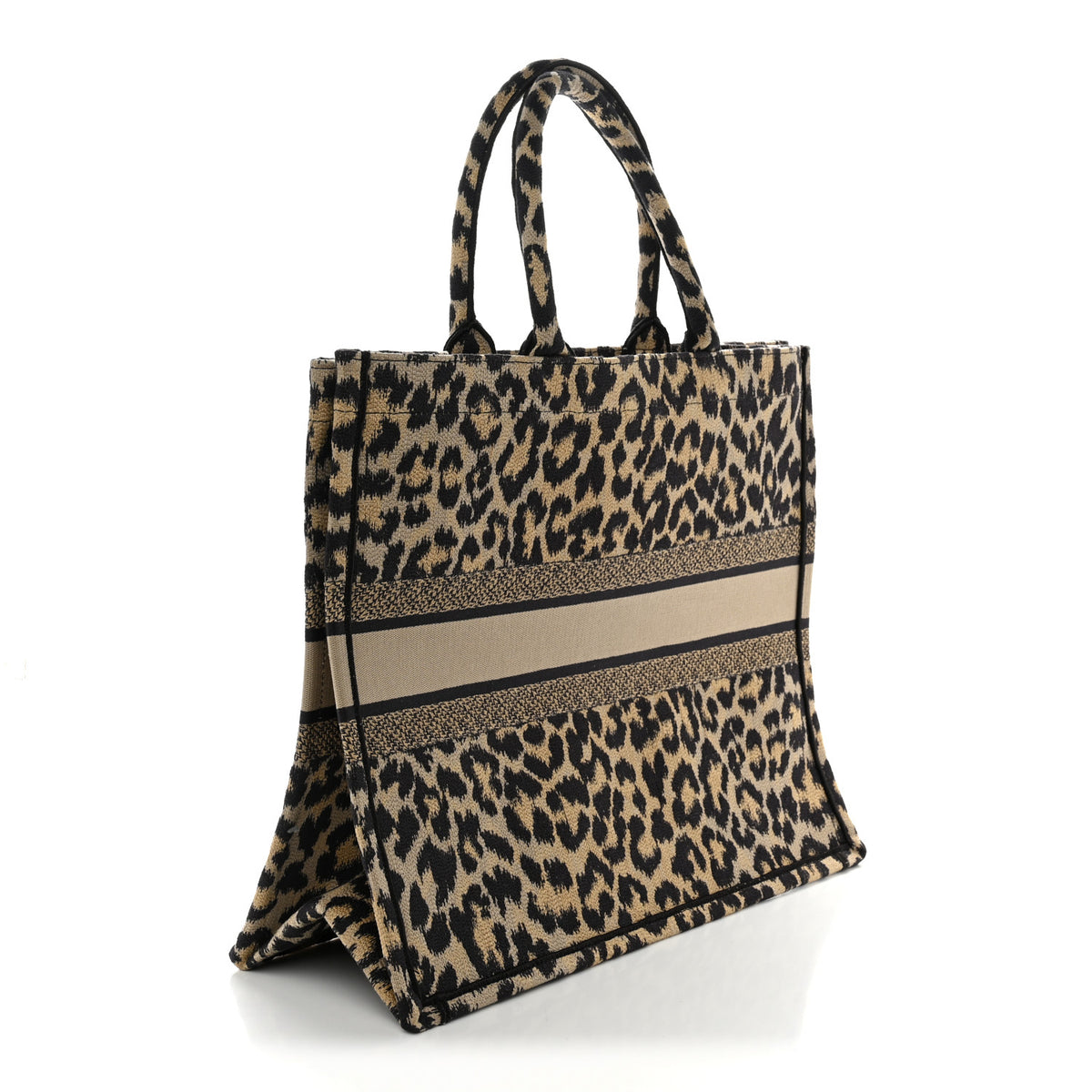Christian Dior Canvas Mizza Embroidered Large Leopard Book Tote Beige 3 of 10