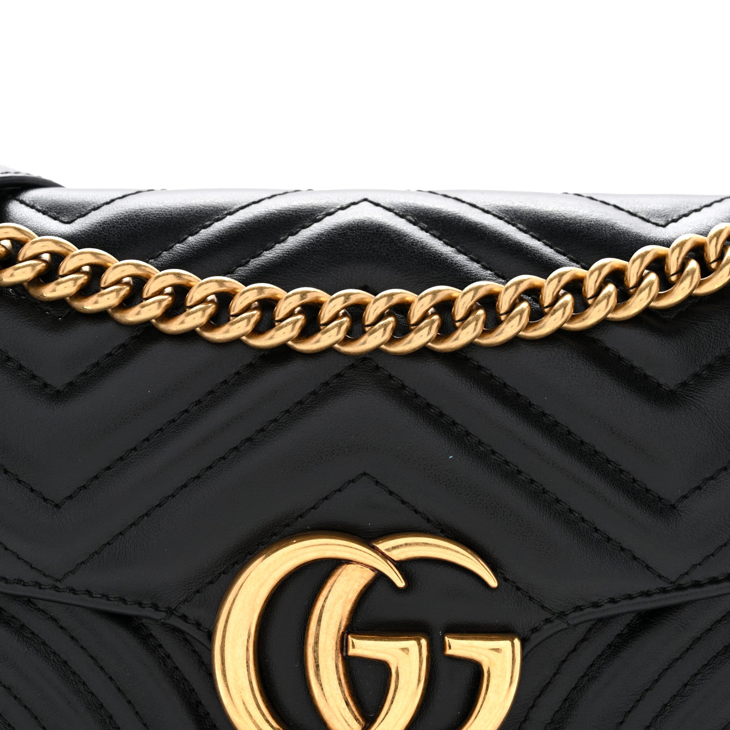 Gucci Calfskin Matelasse Small GG Marmont Shoulder Bag Black 8 of 11