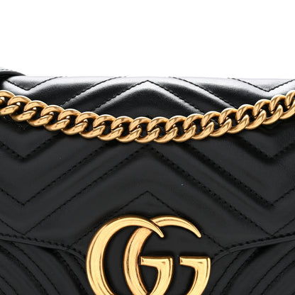 Gucci Calfskin Matelasse Small GG Marmont Shoulder Bag Black 8 of 11