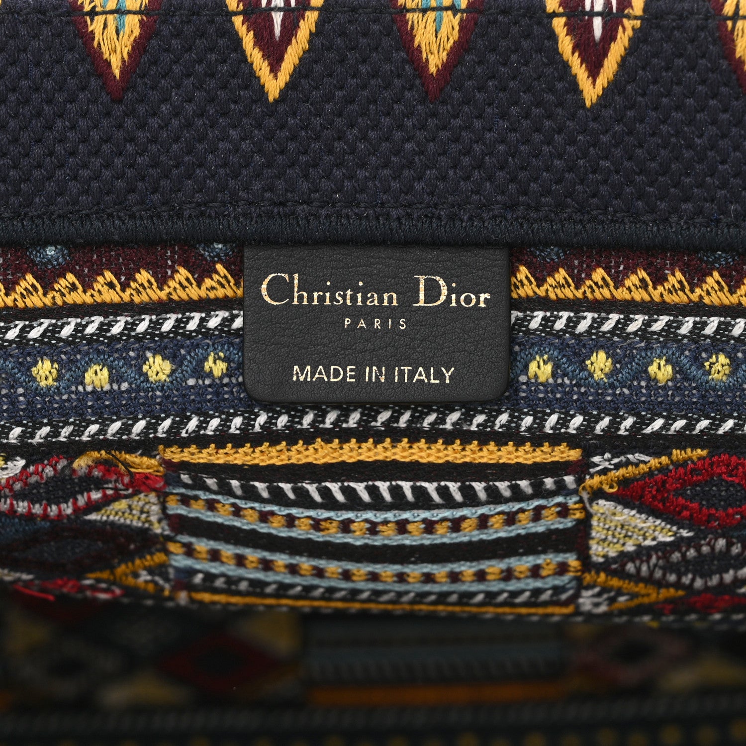 Christian Dior Canvas Embroidered Book Tote Blue Multicolor 6 of 11