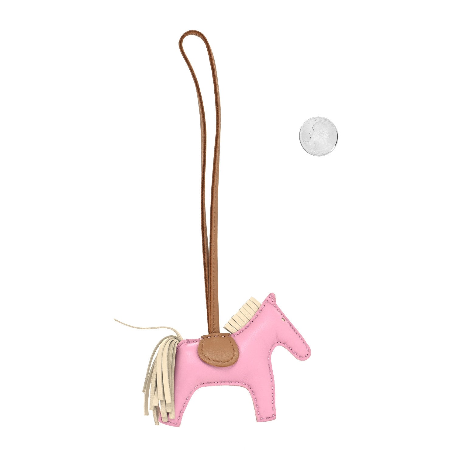 Hermes Milo Lambskin Grigri Rodeo Horse Bag Charm PM Mauve Sylvestre Craie Chai 2 of 3