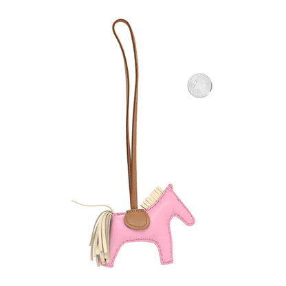 Hermes Milo Lambskin Grigri Rodeo Horse Bag Charm PM Mauve Sylvestre Craie Chai 2 of 3