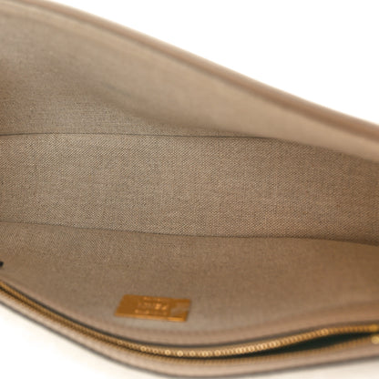 Fendi Canvas Vitello King FF Embroidered Baguette Grezzo White Nuvola 5 of 9