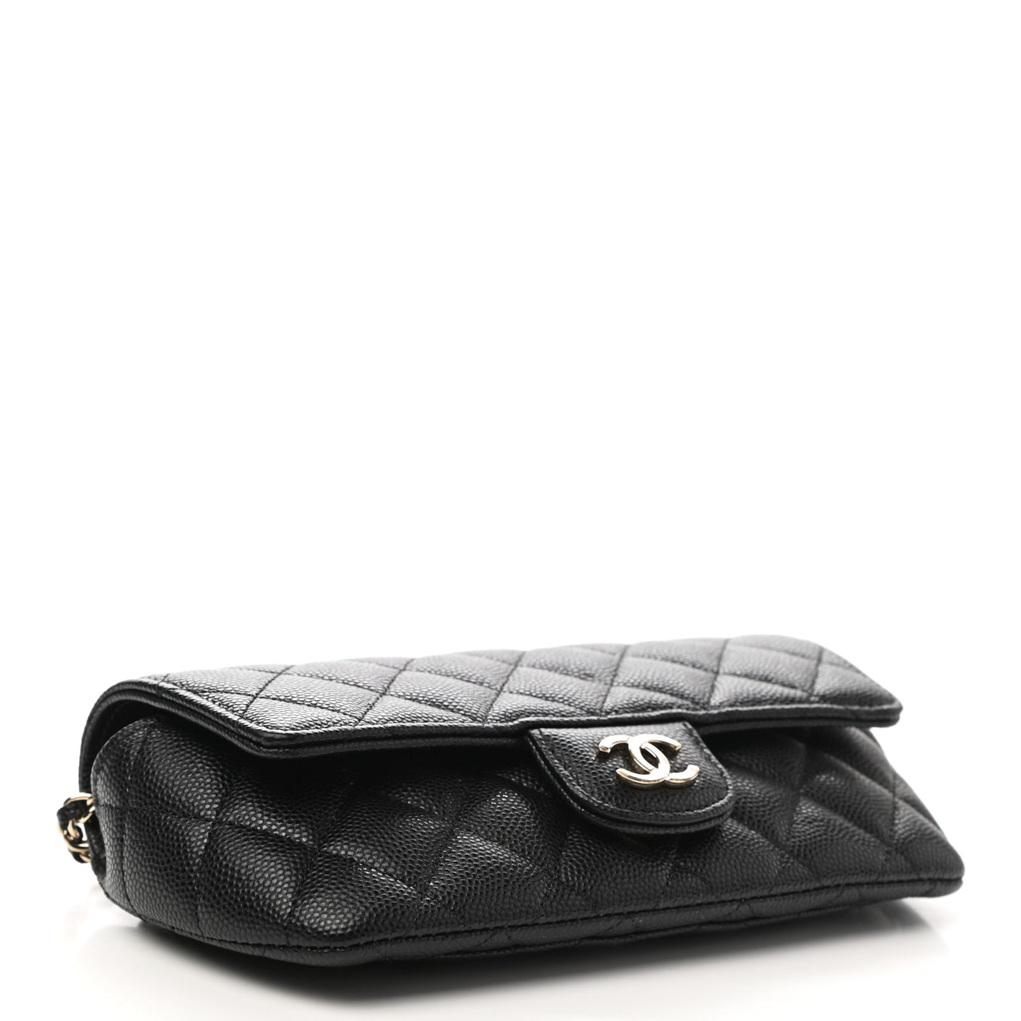 Caviar Quilted Glasses Case With Chain Black