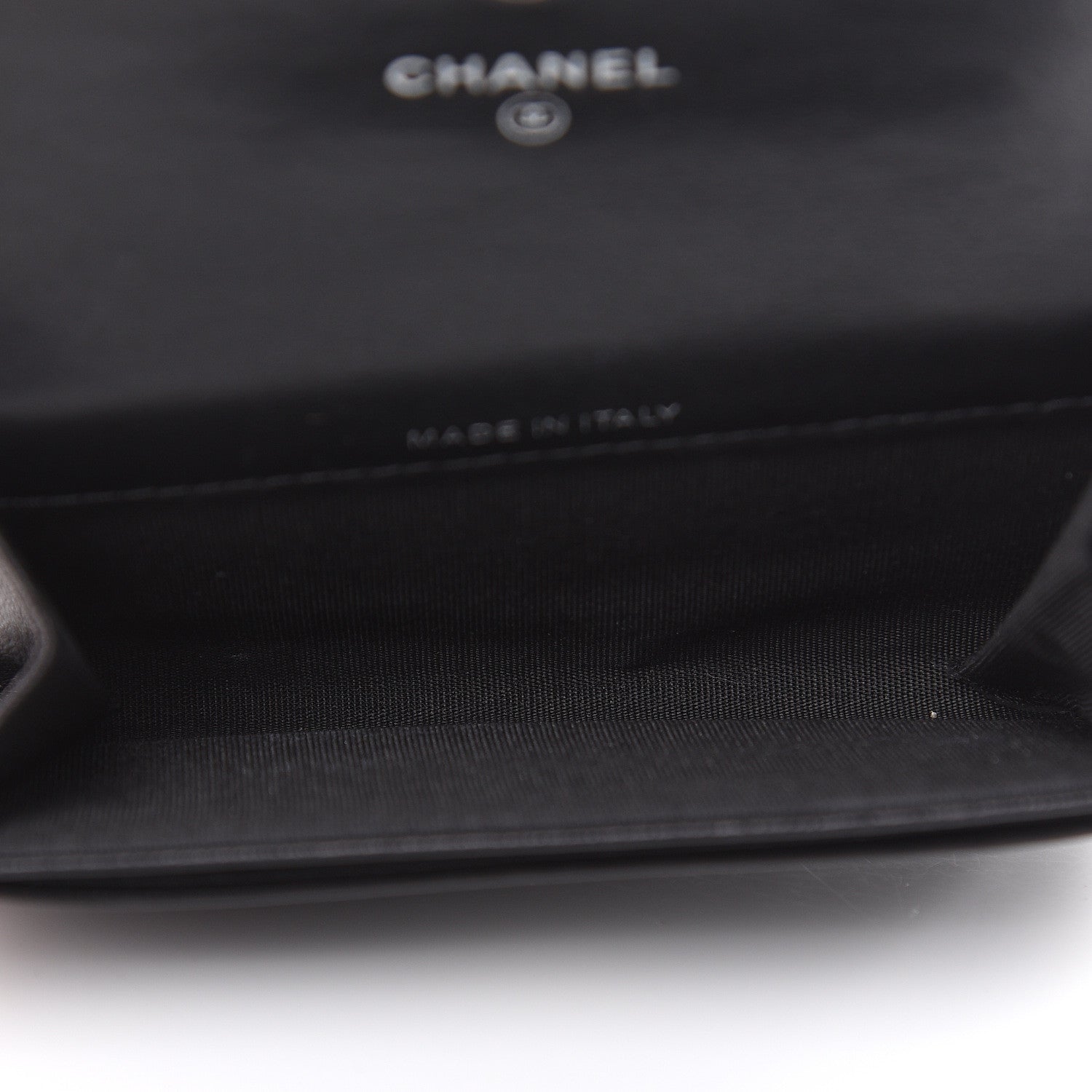 Chanel Goatskin Camellia Embossed Flap Card Holder Wallet Black 5 of 12