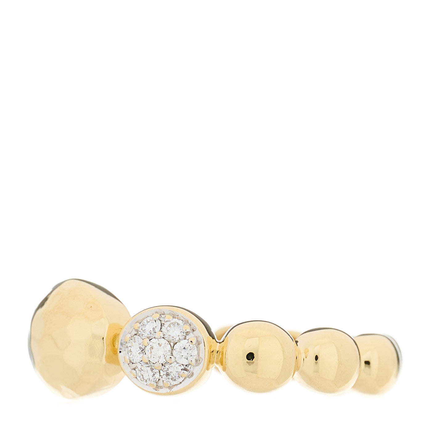 John Hardy 18K Yellow Gold Diamond Dot Hammered Band Ring 53 6.5 3 of 4