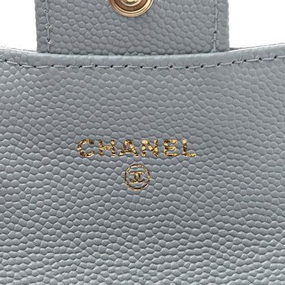 Chanel Caviar Quilted Flap Card Holder Wallet Light Blue 6 of 9
