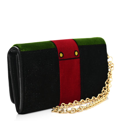 Prada Velluto Ricamo Cahir Chain Wallet Black 2 of 11