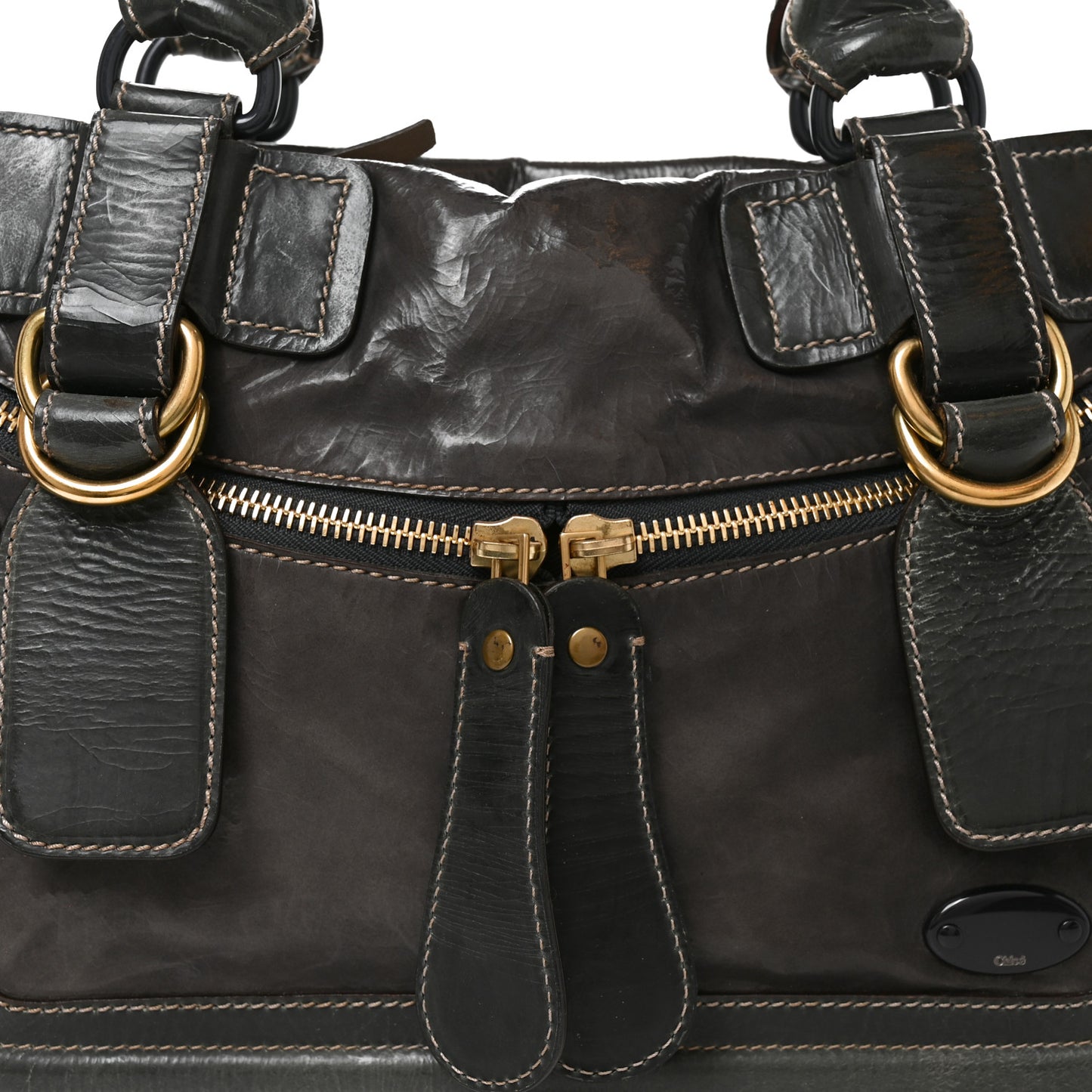 Calfskin Large Bay Tote Dark Grey