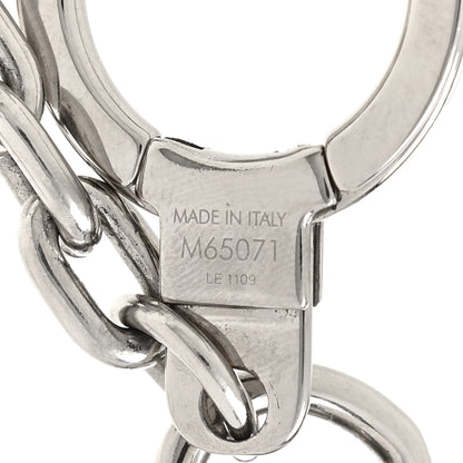 Louis Vuitton Metal Palladiium Finish LV Initiales Bag Charm Key Holder Silver 3 of 5