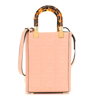 Fendi Vitello Plexiglass FF Embossed Mini Fendi Sunshine Shopper Tote Baby Pink 1 of 11