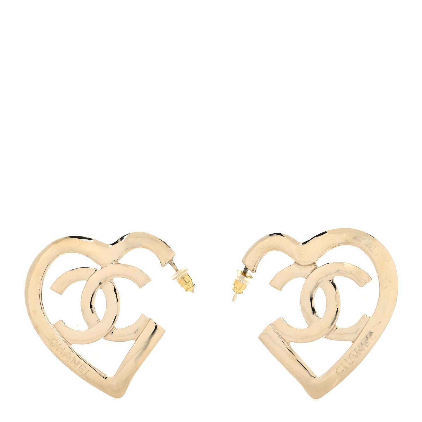 Metal CC Heart Coco In Love Hoop Earrings Gold