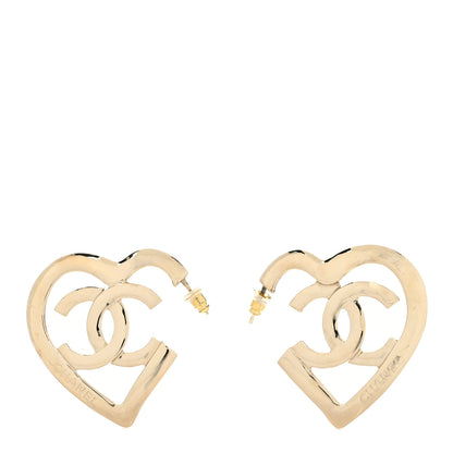 Chanel Metal CC Heart Coco In Love Hoop Earrings Gold 1 of 4