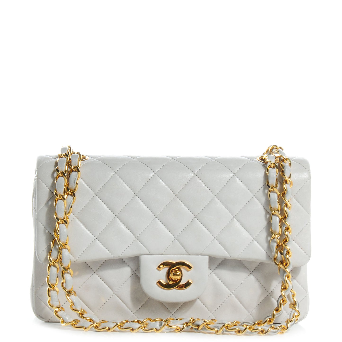Lambskin Quilted Small Double Flap White