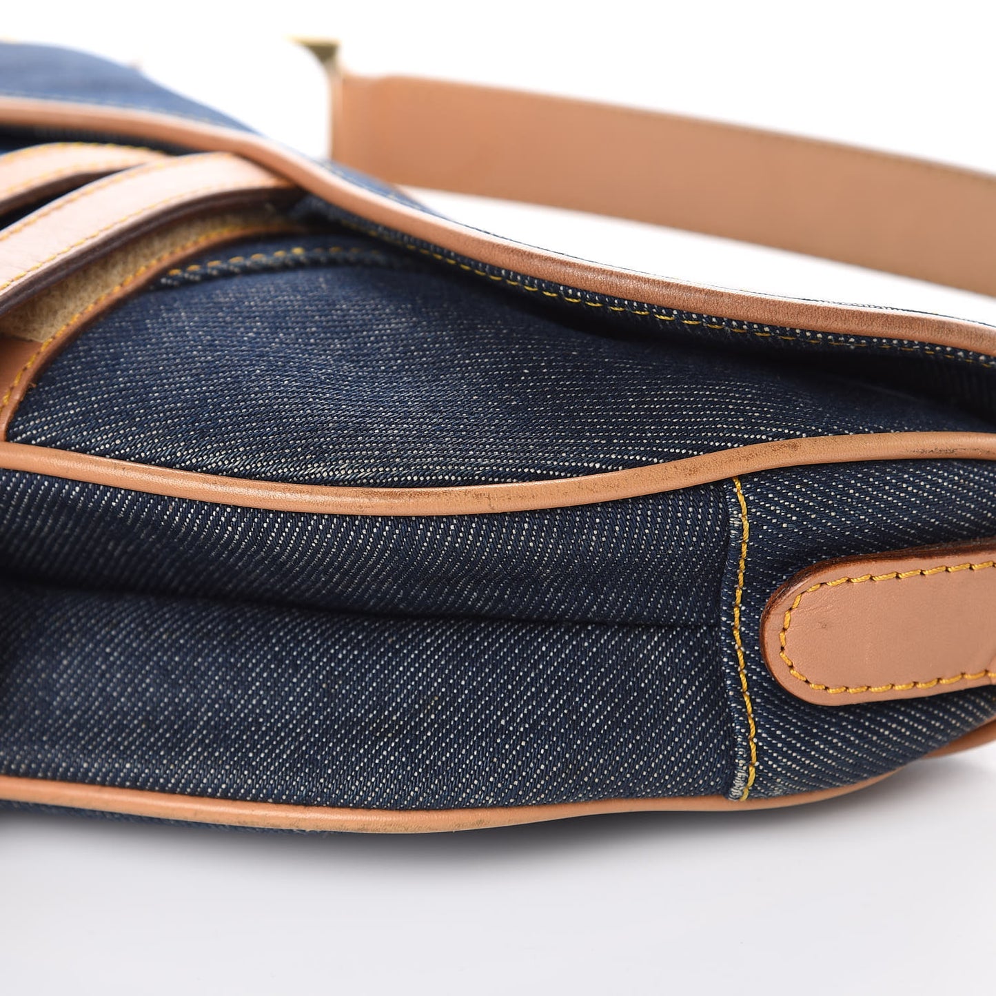Denim Calfskin Saddle Bag Blue