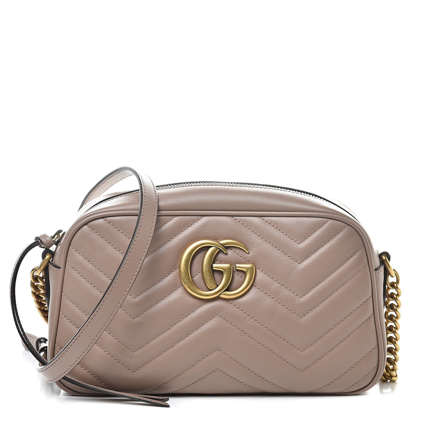 Calfskin Matelasse Small GG Marmont Chain Shoulder Bag Porcelain Rose
