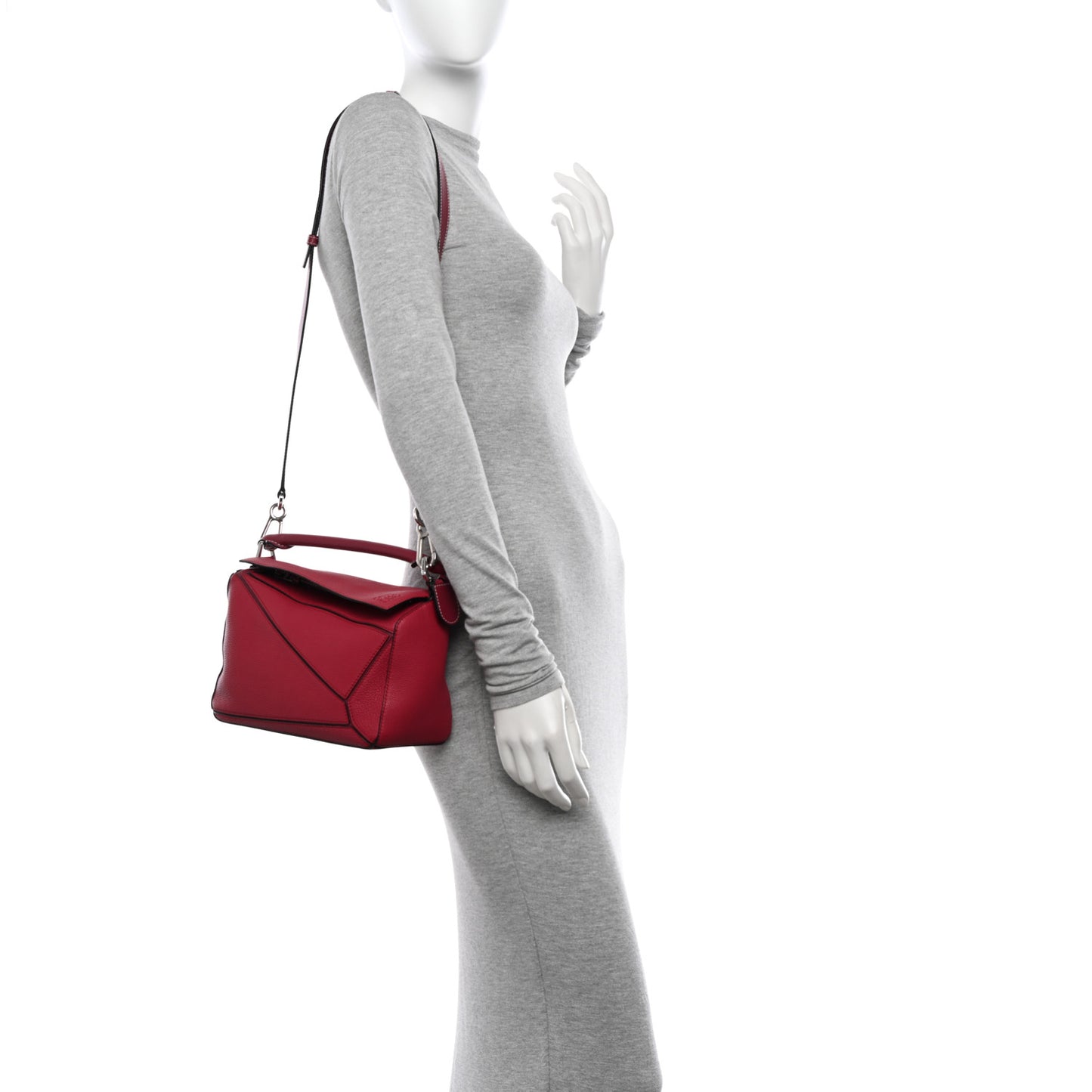 Calfskin Small Puzzle Bag Raspberry