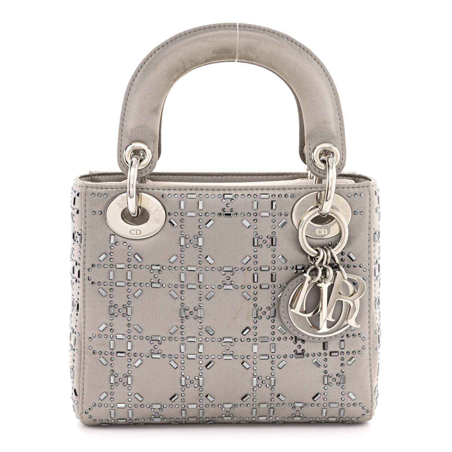 Christian Dior Satin Crystal Cannage Mini Lady Dior Gray 1 of 16